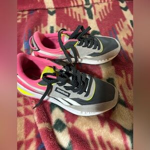 Reebok Neon Pink and Gray Women’s Forte Racer Sneakers size 8.5